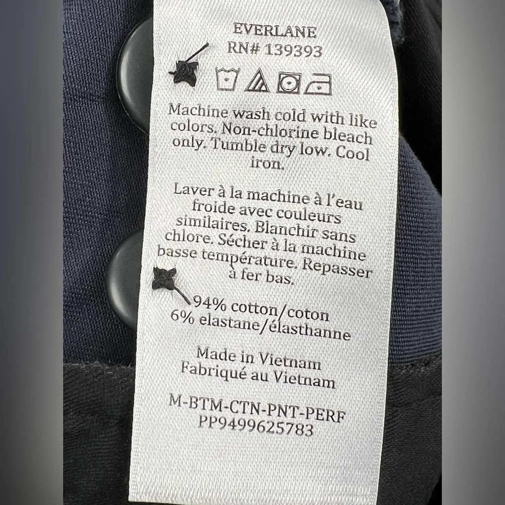 NEW Everlane 30‎ x 30 Uniform Slim Fit Blue The Performance Chino Cotton Pants